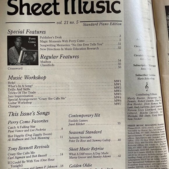 Sheet Music Magazine September October 1997 The Crooners Perry Commo u - Picture 4 of 5
